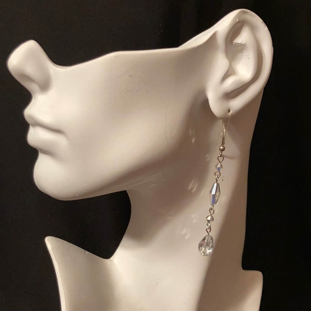 Silver Tone Crystal Earring Set